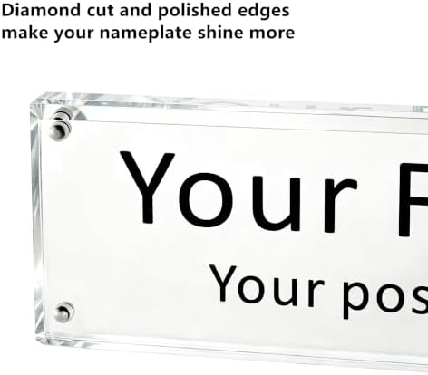 IEEK Acrylic Desk Name Plate, Clear Acrylic Block Nameplate Double Sided Holder, DIY Personalized Name, 2.5x10 Inch (Pack of 3) - Image 2