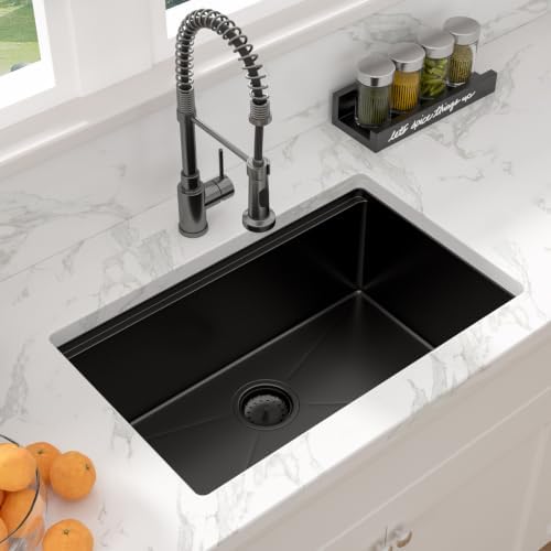 Sarlai 28 Matte Black Undermount Kitchen Sink Workstation Sinks 28x18 Inch - Image 4