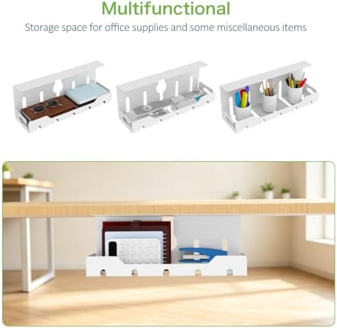 KEEGH Under Desk Cable Management Tray 16 in, Cable Organizer Tray, White - Image 4