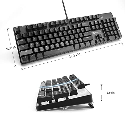 Hot Swappable Mechanical Gaming Keyboard - White Backlit with Blue Switches and 104 Keys Layout - Wired Gaming Keyboard - Image 6