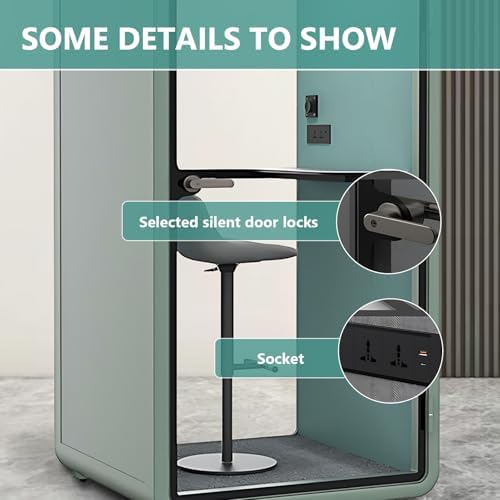 Office Sound Booth with Audio Privacy - Soundproof Recording Booth Includes Green Frame with Curved Corners,Soundproof Room with Light,Steel Plate Structure for Study (42.52IN) - Image 6