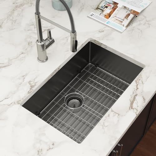 28 Inch Black Undermount 16 Gauge Stainless Steel Kitchen Sink by Couoko