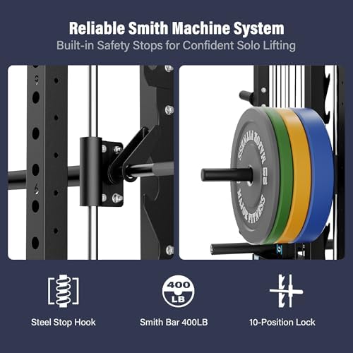 Major Fitness Drone2 Advanced Training Smith Machine – All-in-One Home Gym Squat Rack with Aluminum Pulley Set, Weight Bar, Dual LAT Pull-Down Systems & Cable Crossover Machine for Full-Body Workouts - Image 3