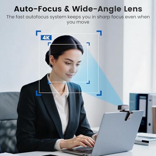 4K Webcam for PC & Mac with USB-C Adapter, 90° Wide-Angle Computer Camera - Image 3