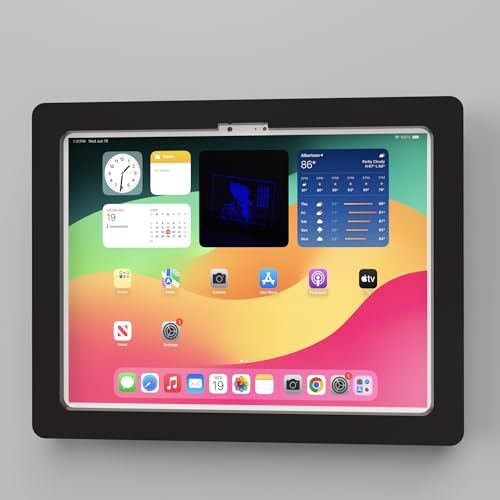 Anti-Theft Acrylic VESA Enclosure for Apple iPad Pro 11" 2024 M4 2025 M5 with Free Wall Mount Kit & 90-Degree Angle USB C Cable (Black) by TABcare