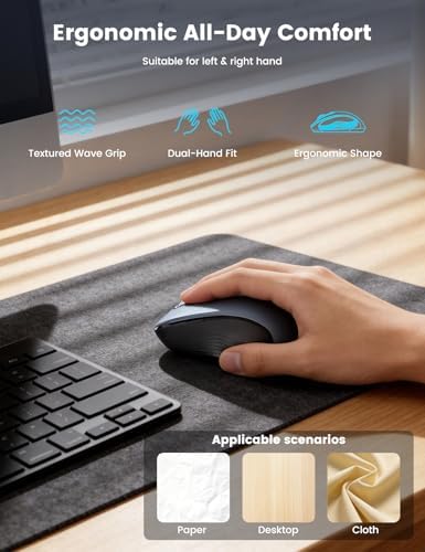 WisFox 2.4G Wireless Mouse for Laptop, Ergonomic Computer Mouse with USB Receiver and Type-C Adapter, 3 Adjustable Levels, 6 Button Cordless Mice for Windows Mac PC Notebook (Grey and Black) - Image 6