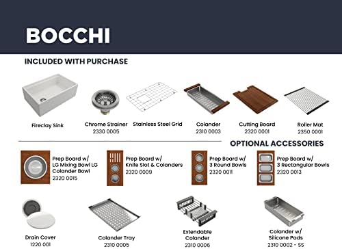 BOCCHI Contempo Workstation Apron Front Step Rim Fireclay 30 in. Single Bowl Kitchen Sink with Accessories in Black - Image 6