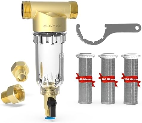 WHC40 Whole House Spin Down Sediment Filter with 1"MNPT & 3/4"FNPT by MewMore