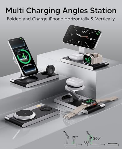 Mukiya 3 in 1 Magnetic Wireless Charging Station for Apple Devices (Black) - Image 4