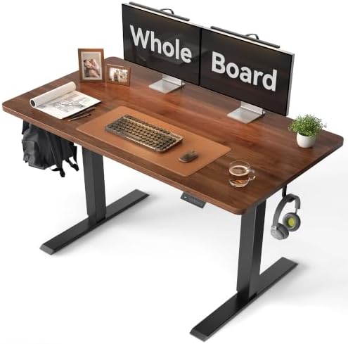 CubiCubi 48 x 24 One-Piece Electric Adjustable Standing Desk, Black Walnut by CubiCubi