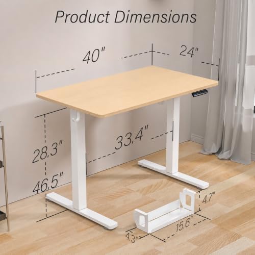Kingant Standing Desk, 40x24 Inch Electric Height Adjustable Computer Desk - Image 2