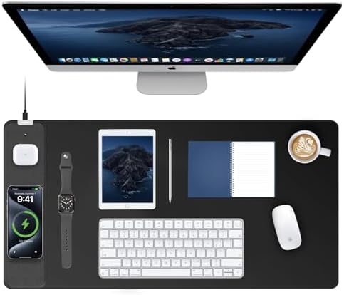 TopMade Mouse Pad with 15W Fast Wireless Charging, 31.5"x15.75" XXL Large Gaming Waterproof Desk Pad with Ultra-Smooth Surface, Non-Slip Base, Computer Desk Mat for MacBook, PC, Laptop, Black by TopmadeProduct-Ordernow