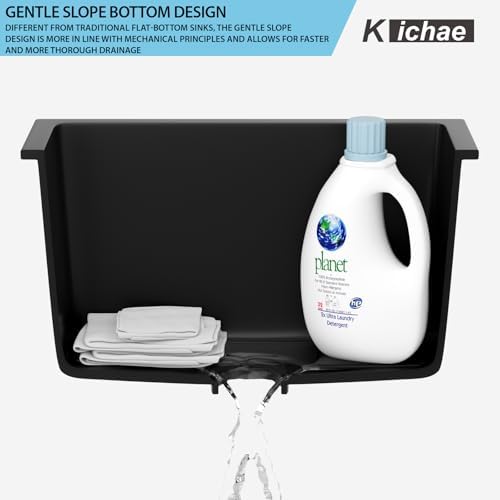 Kichae 12 Deep Undermount Laundry Sink 21x18 Granite Composite Quartz Sink - Image 7