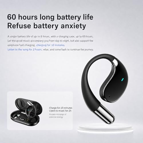 Wireless Headset Wireless Headphones Handsfree Call Wireless Earpiece Noise Cancellation Earbud Earphones Mic Compatible with Cell Phones Car Driver Trucker Business Office (Black with Box) - Image 4