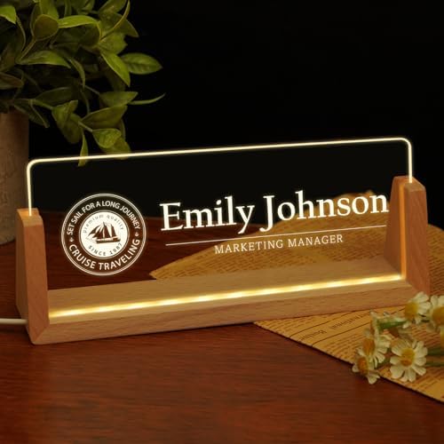 Custom Name Plate for Desk, Personalized Light Up Acrylic Desk Name Plate, Personalized Office Gifts for Boss Coworkers Teacher, Employee Appreciation GIfts, Office Decor for Women Men by EOBIBIFUN