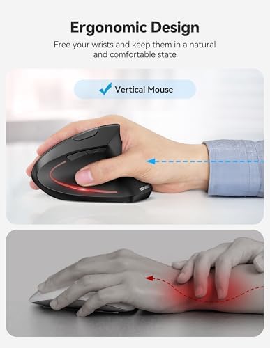 TECKNET Vertical Ergonomic Mouse with Jiggler Bluetooth Rechargeable - Image 5