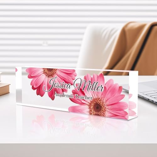 Personalized Acrylic Office Desk Name Plate with Name and Title Printing by nyareka