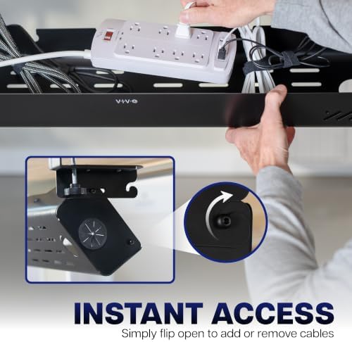 VIVO Black Clamp-On Flip-Open 35 in Cable Management Box, DESK-ACMB35-C - Image 3
