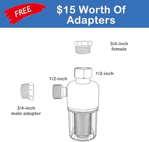 Washing Machine Water Filter, 40 Micron Reusable Brass Inline Sediment Filter, Anti-Scale Hose Pre-Filter for Water Heater, RV, and Toilet Bidet (T Port) - Image 4
