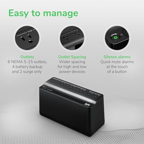 APC BE425M UPS Battery Backup and Surge Protector for Small Electronics - Image 4