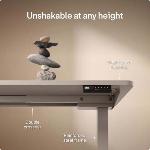 Desktronic HomePro Standing Desk 54x28 — Made in Europe, Ergonomic Sit Stand Home Office Desk, Electric Height Adjustable, Dual Motor, USB & USB-C Charging, Wobble-Free, Touchscreen, 3 Memory Presets - Image 3