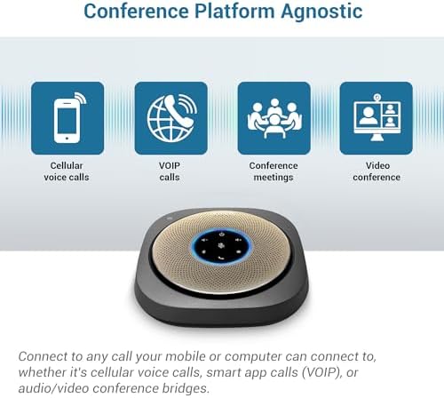 VTech VCS601-2 Bluetooth Conference Speakerphone - 360° Premium Voice Pickup with 6 Microphones, Smart NFC Connect, 24H Call Time with HD Audio, Reverse Charging USB C, Voice Assistant, Home Office - Image 6