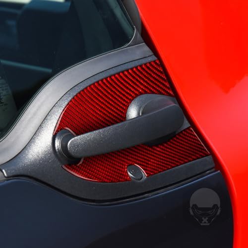 Real Soft Red Carbon Fiber Car Outer Door Bowl Panel Decorative Cover Trim Sticker Auto Exterior Decoration Accessories Compatible with Benz Smart 2016 2017 2018 2019 2020 2021 - Image 2