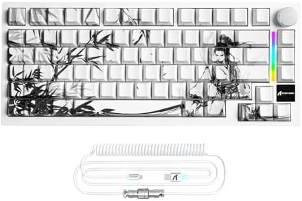 MAMBASNAKE Attack Shark X820 Ultra Wireless Mechanical Keyboard with TFT Smart Display&Knob,75% Bluetooth/2.4GHz/USB-C Keyboard,Gasket-Mounted Linear Switch with Coiled Cable,for Win/Mac, Ink Samurai by MAMBASNAKE
