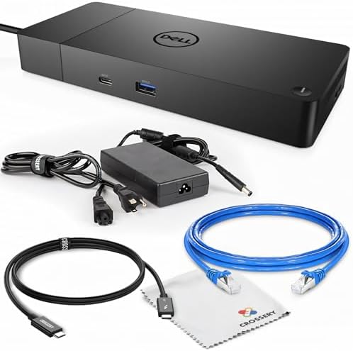 Dell WD19S Docking Station Bundle with USB-C and Dual Monitor Support - Complete Package Includes Dell WD19S Dock, 180W Power Adapter, Thunderbolt 3 & Ethernet Cable, Microfiber Cloth (Renewed) by Amazon+Renewed