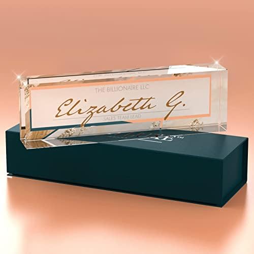 Desk Name Plate Personalized, Custom Name Plates 2½/x8 Inches, Thick Crystal-Clear Acrylic, Gift Box, Office Desk Decor. USA Made by ACRYLUXE (Monique) - Image 3
