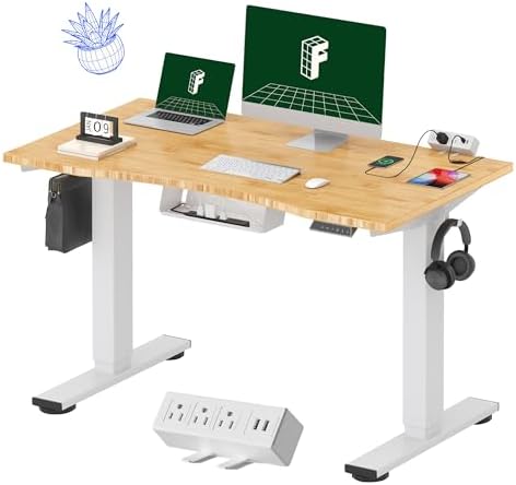 FLEXISPOT EN2 48"x24" Bamboo Electric Standing Desk with Power Strip by Unknown