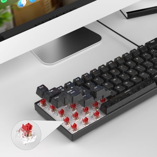 MageGee Portable 60% Mechanical Gaming Keyboard, MK-Box RGB Backlit Compact 68 Keys Mini Wired Office Keyboard with Red Switch for Windows Laptop PC Mac - Black Carbon Fiber - Image 3