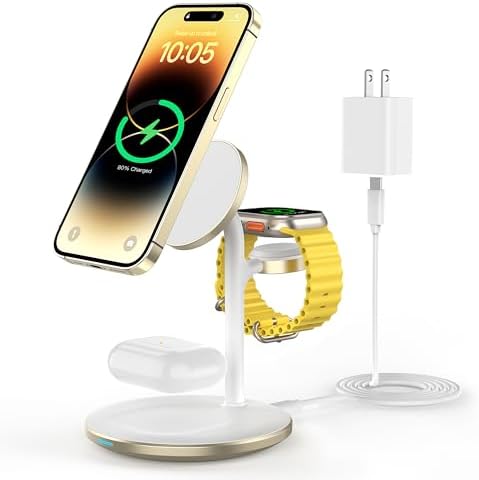 3 in 1 Magnetic Wireless Charging Station for Apple Devices,15W for Magsafe by XooFly