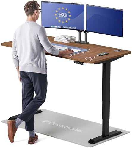 Desktronic HomePro Standing Desk 60x30 — Made in Europe, Ergonomic Sit Stand Home Office Desk, Electric Height Adjustable, Dual Motor, USB & USB-C Charging, Wobble-Free, Touchscreen, 3 Memory Presets by Desktronic