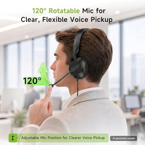 Acer Headset with Microphone for PC, ENC Noise-Cancelling Mic, USB-C/USB-A - Image 4