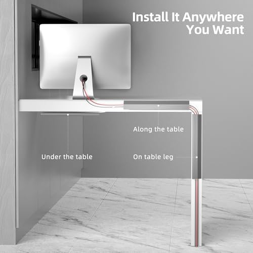YECAYE Cable Management Under Desk, 94.2 in, Cable Raceway, Grey - Image 3