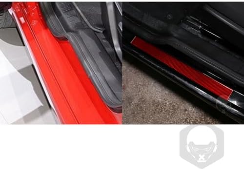 Real Soft Red Carbon Fiber Car Door Pedal Panel Entry Guard Protector Sticker Auto Interior Decoration Accessories Compatible with Benz Smart 2016 2017 2018 2019 2020 2021(Near Door) - Image 4
