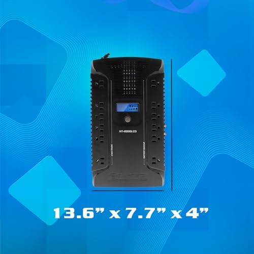 Forza UPS 1000VA/600W Line Interactive Uninterrupted Battery Backup Supply, 12 Outlets, AVR, LCD Screen, USB, Coaxial, 3 Year Warranty 120V (HT-1000LCD) | UPS interactiva - Image 3
