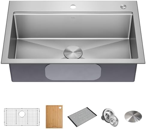 KRAUS Kore 32-Inch Drop In/Undermount Workstation 18 Gauge Single Bowl Stainless Steel Kitchen Sink with Accessories, KWT300-32 - Image 4
