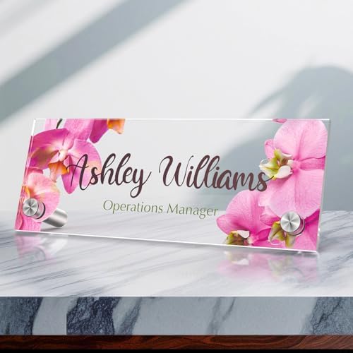 Personalized Acrylic Office Desk Name Plate with Standoff Barrels by nyareka