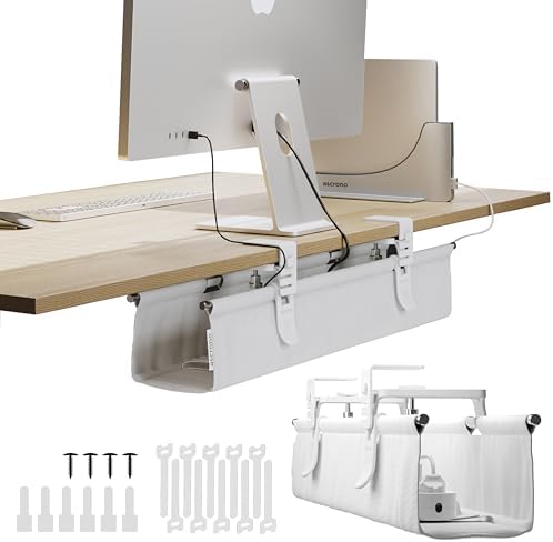 Ascrono Original Under Desk Cable Management Tray, White, 27.3" by Ascrono