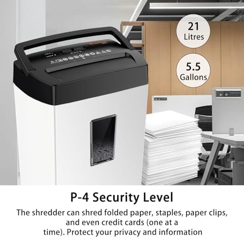 Bonsaii 12-Sheet Cross Cut Shredder, P-4 High Security, 5.5 Gal, Heavy Duty for Home Office, Shreds Paper, Credit Card, Mail, Staples, with Transparent Window, White & Black - Image 6