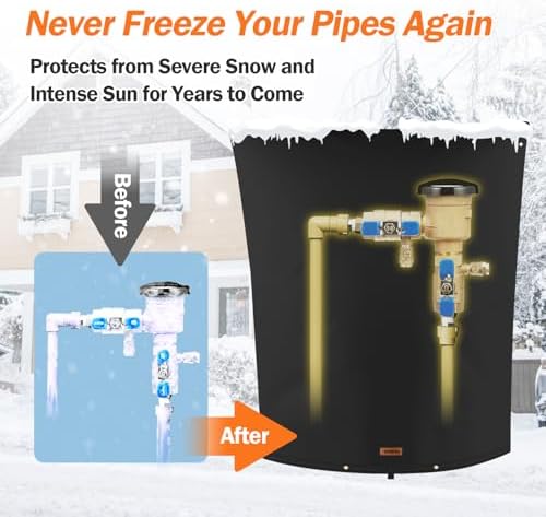 TOHONFOO Backflow Preventer Cover, Pipe Freeze Insulation, 20"Wx26"H, Black - Image 3