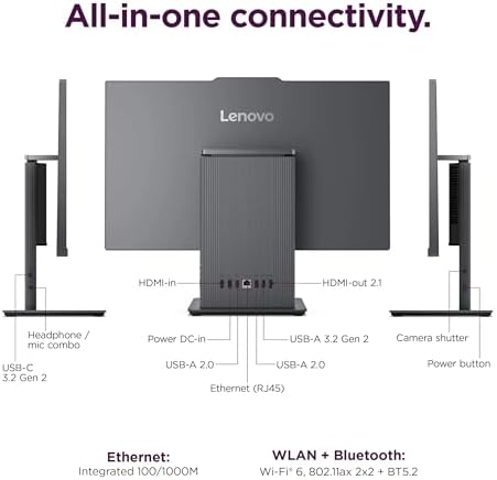 Lenovo ThinkCentre All-in-One Desktop Computer, 27" FHD IPS Display, 8-core Intel Core i5-13420H, 16GB DDR5, 512GB SSD, Wi-Fi 6, USB-C, HDMI in&Out, Wired KB&Mouse, Windows 11 Pro - Image 6