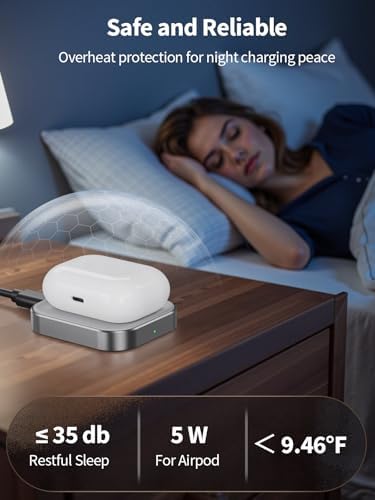 AirPods Pro Charger - Wireless Charging Station for AirPods 4 (withActive Noise Cancellation)/ 3rd/ 2rd, Gray - Image 3