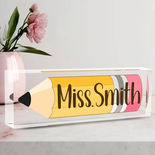 Teacher Name Plate for Desk, Acrylic Desk Name Plate Personalized Office Desk Decor, Teacher Appreciation Gifts Beast Teacher Gifts by AeekdookWoodenPuzzles