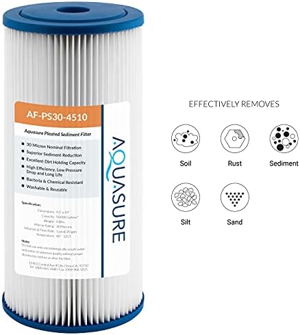 Aquasure Fortitude 30 Micron Pleated Sediment Whole House Water Filter - 10" x 4.5" - Image 2