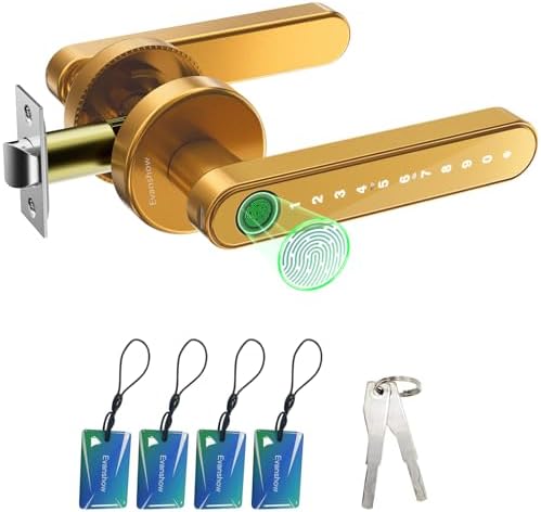 Fingerprint Door Lock Biometric Door Knob with Keypad Keyless Entry, Door Locks for Bedrooms, Home Hotel Office Apartment Gold by Unknown