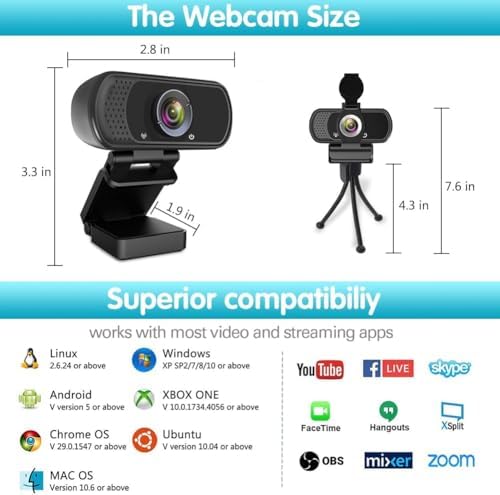 ZIQIAN 1080P Webcam with Microphone, USB Web HD Camera for PC, Laptop&Mac - Image 3
