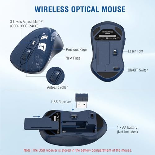 EDJO Wireless Keyboard and Mouse Combo, USB Plug & Play (Galaxy Blue) - Image 5